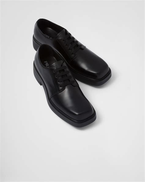 prada derbies|prada brushed leather derby shoes.